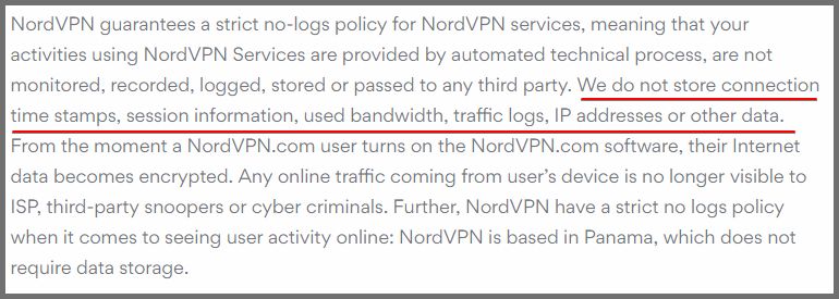 NordVPN gizlilik politikası