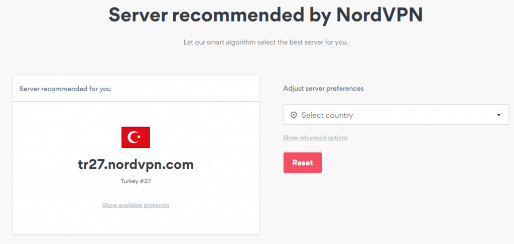 NordVPN sunucu tavsiye aracı