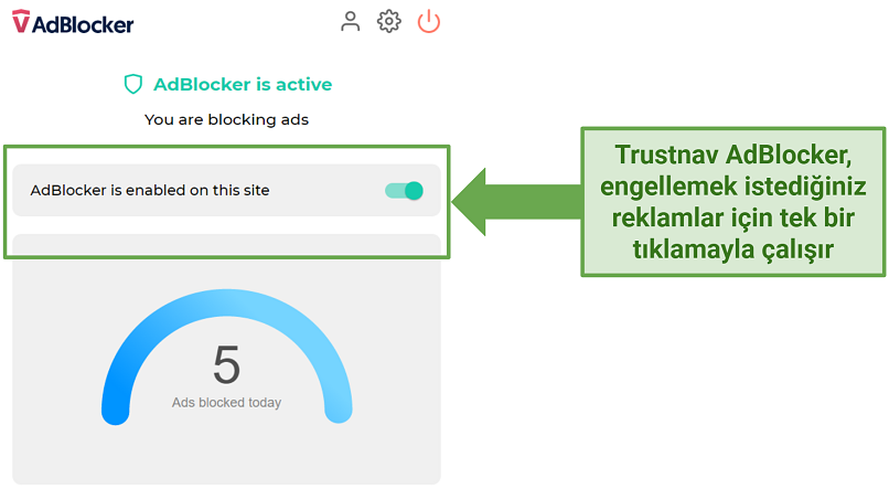 Screenshot of Trustnav AdBlocker's Chrome UI