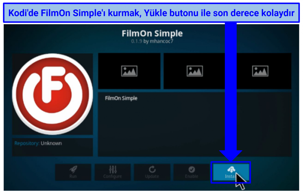 Screenshot of FilmOn Simple addon in Kodi