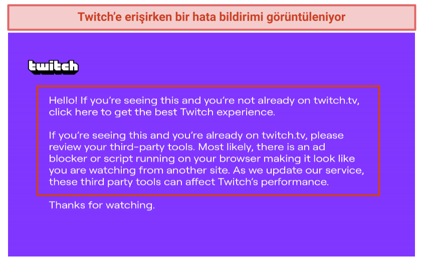 Screenshot of Twitch's purple error screen
