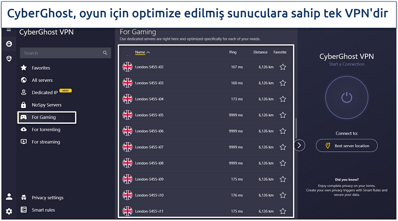 Image showing the main app interface of CyberGhost
