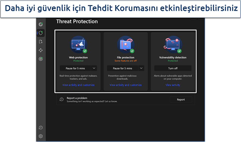 Screenshot of NordVPN's Threat Protection settings