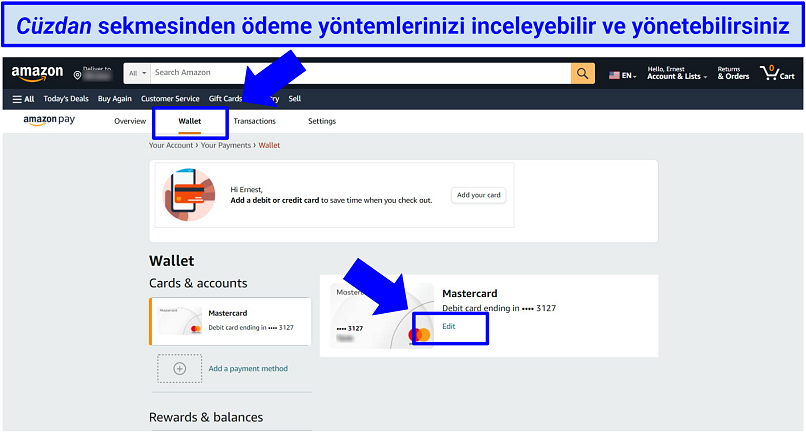 Screenshot of Amazon Pay page