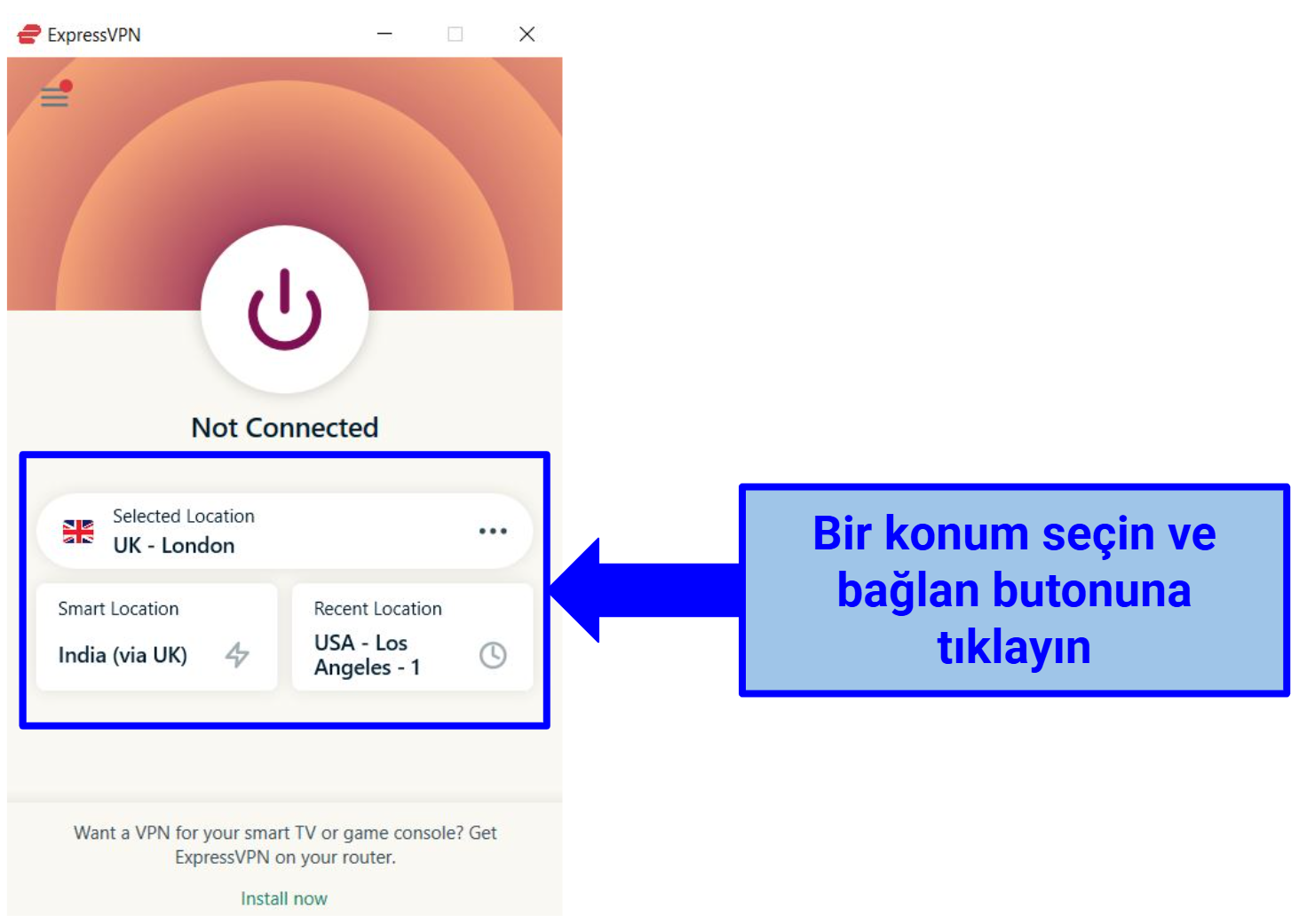 Screenshot of connecting to a server in ExpressVPN