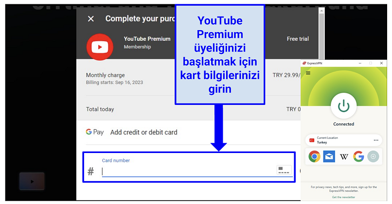 A screenshot of the YouTube Premium purchase