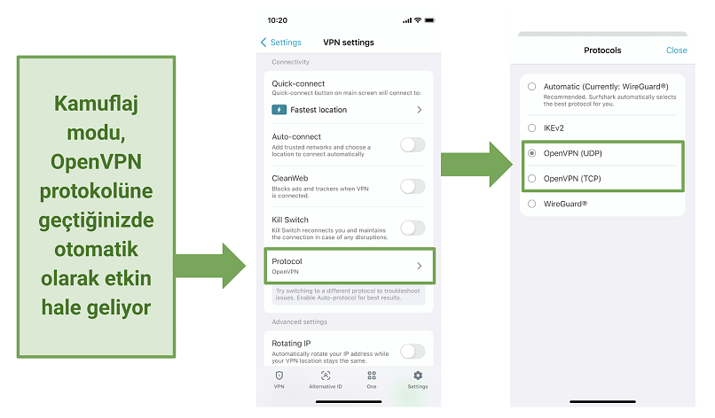 A screenshot of Surfshark's VPN settings