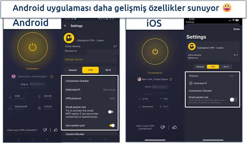 Screenshot of CyberGhost's mobile apps
